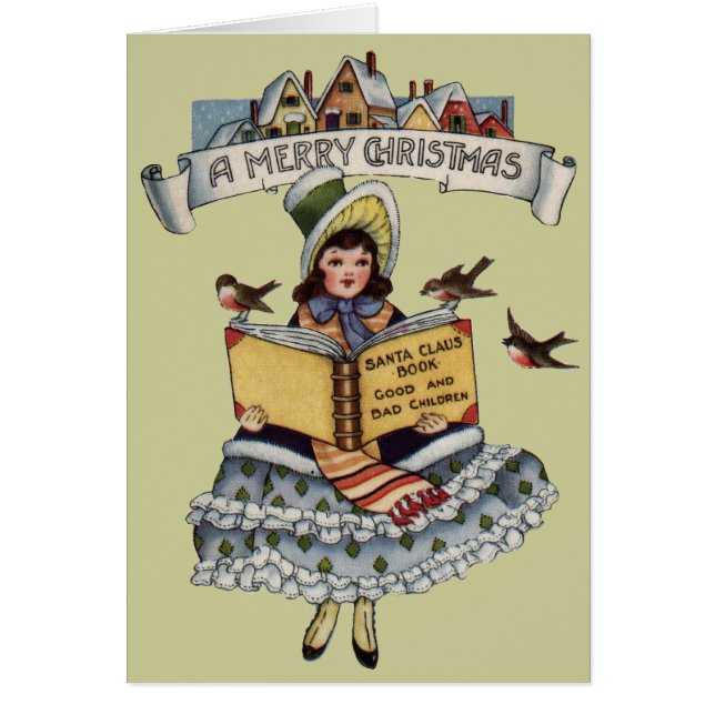 ヴィンテージの少女とクリスマスのサンタクロースの本 (正面)