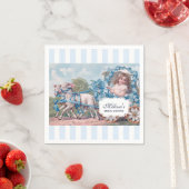 ヴィンテージの少女と羊のウェディング ティー スタンダードカクテルナプキン (インサイチュ)