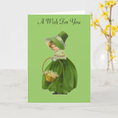 ヴィンテージの少女のセントパトリックの日の挨拶状 カード (黄色い花)