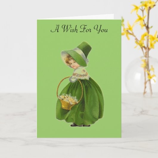 ヴィンテージの少女のセントパトリックの日の挨拶状 カード (黄色い花)