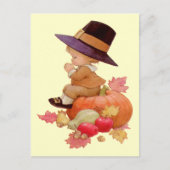 ヴィンテージの少年がパンプキンに祈る ポストカード (正面)