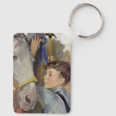 ヴィンテージの少年と彼の青いリボンの勝利の馬 キーホルダー (裏面)