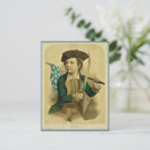 ヴィンテージの少年と旗とサベルはがき ポストカード (スタンド正面)