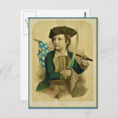 ヴィンテージの少年と旗とサベルはがき ポストカード (正面/裏面)