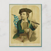 ヴィンテージの少年と旗とサベルはがき ポストカード (正面)
