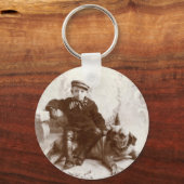 ヴィンテージの少年と犬のキーチェーン キーホルダー (正面)