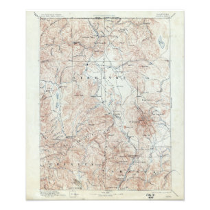 ヴィンテージの山のShastaの地形図 フォトプリント
