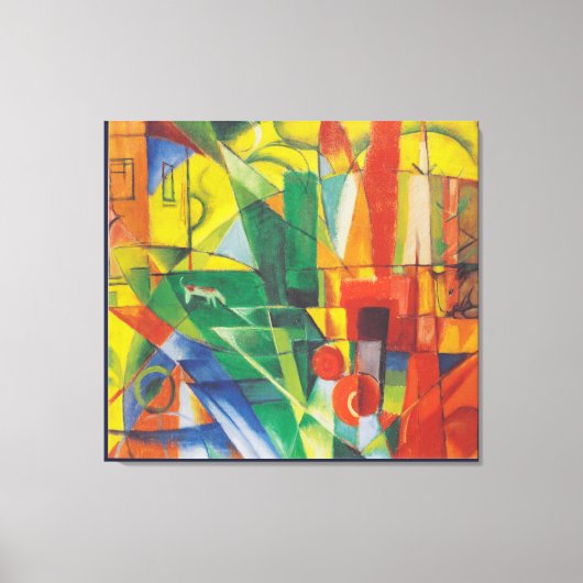 ヴィンテージの山水家の犬と牛 キャンバスプリント (正面)