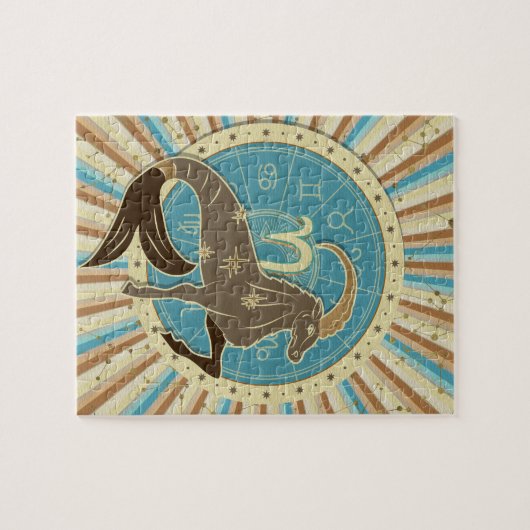 ヴィンテージの山羊座の(占星術の)十二宮図の芸術 ジグソーパズル (横)