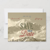 ヴィンテージの山:日付を保存するパーソナライズ マグネット招待状 (正面)