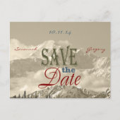 ヴィンテージの山：日付を保存するパーソナライズ 案内ポストカード (正面)