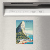 ヴィンテージの岩ジブラルタル旅行芸術 マグネット (インサイチュ (食洗機))