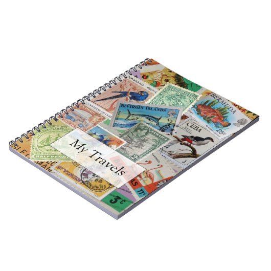ヴィンテージの島のスタンプ旅行ノート ノートブック (左側)