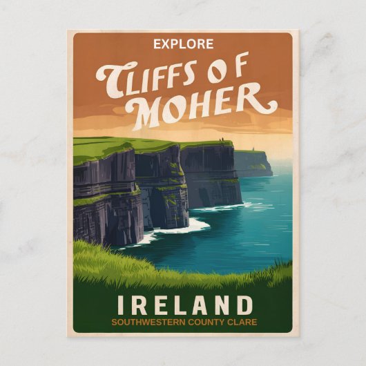ヴィンテージの崖、アイルランドの自然ギフト ポストカード (正面)