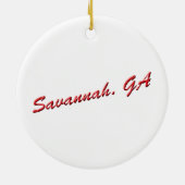 ヴィンテージの川の通りのサバンナのジョージア旅行写真 セラミックオーナメント (裏面)