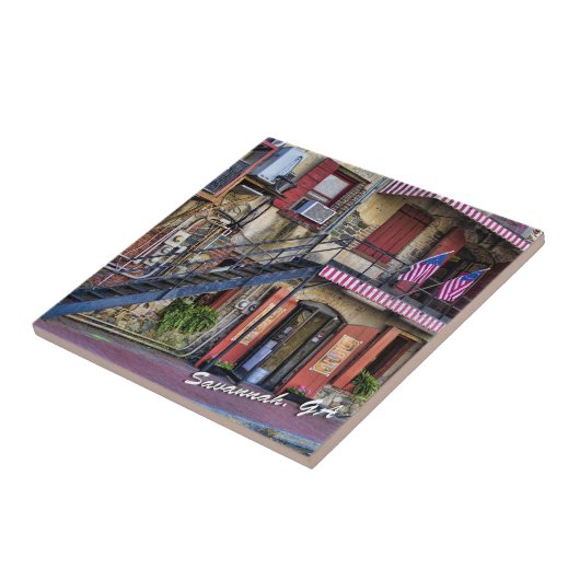 ヴィンテージの川の通りのサバンナのジョージア旅行写真 タイル (側面)