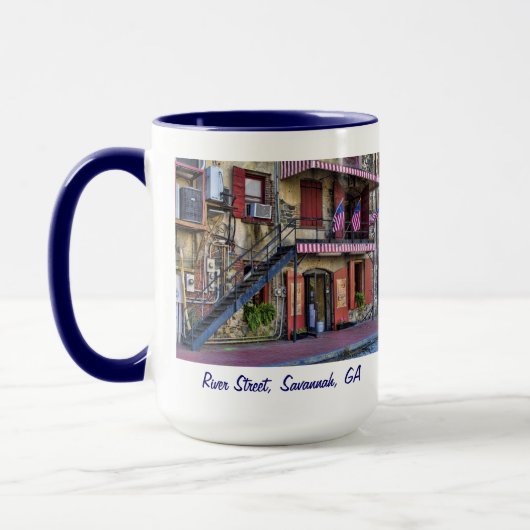 ヴィンテージの川の通りのサバンナのジョージア旅行写真 マグカップ (左)