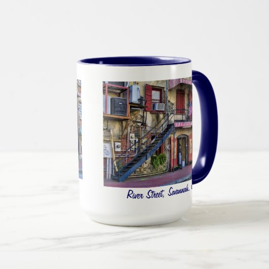 ヴィンテージの川の通りのサバンナのジョージア旅行写真 マグカップ (正面右)