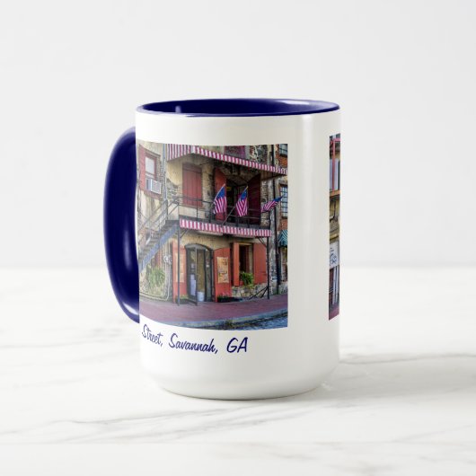 ヴィンテージの川の通りのサバンナのジョージア旅行写真 マグカップ (正面左)