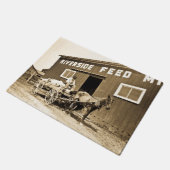 ヴィンテージの川岸の飼料工場の農業馬ワゴン ドアマット (アングル)