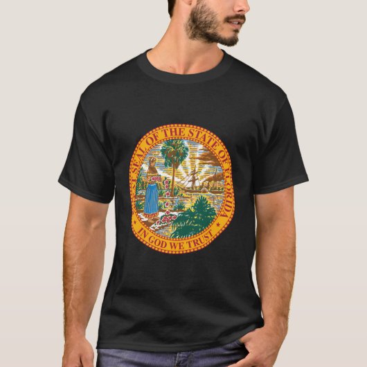 ヴィンテージの州のシールFlorida Miami Tampa O Tシャツ (正面)