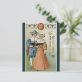 ヴィンテージの巡礼者が賛美歌を書く感謝祭 ポストカード (スタンド正面)