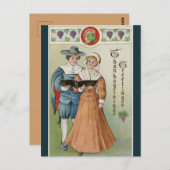 ヴィンテージの巡礼者が賛美歌を書く感謝祭 ポストカード (正面/裏面)