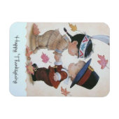 ヴィンテージの巡礼者&インディアンハッピーサンクスギビング マグネット (横)