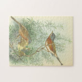 ヴィンテージの巣と鳥を見るパズル ジグソーパズル (横)