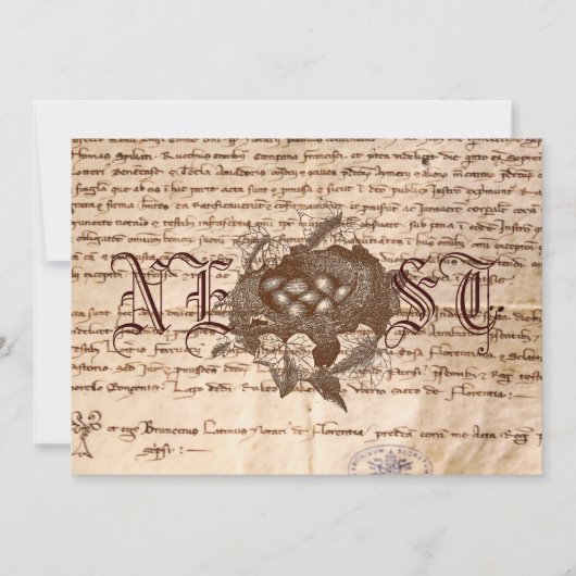 ヴィンテージの巣のイタリアンな招待状か移動カード 招待状 (正面)