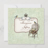 ヴィンテージの巣の椅子，結婚式招待状 招待状 (裏面)