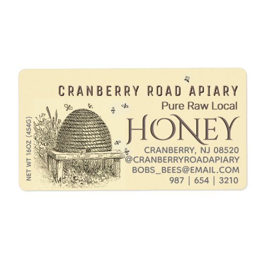 ヴィンテージの巣はミツバチの蜂蜜の出荷の黄色 ラベル (正面)