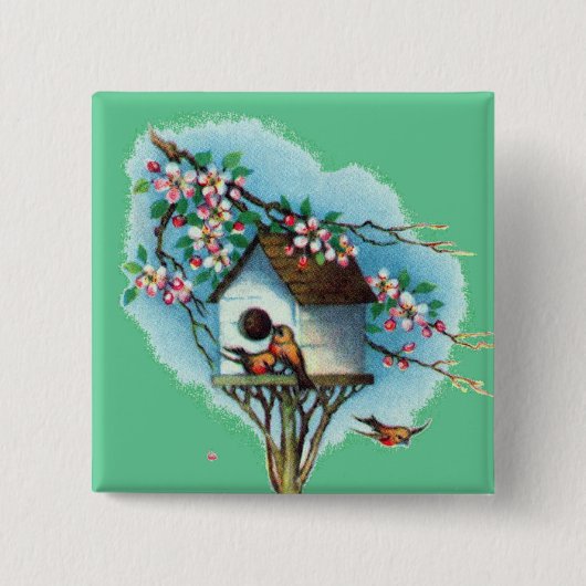 ヴィンテージの巣箱 缶バッジ (正面)