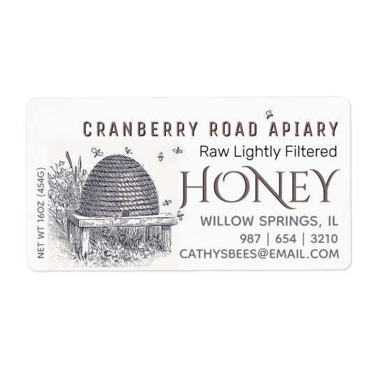 ヴィンテージの巣蜂蜜の出荷ホワイトサイズ ラベル (正面)