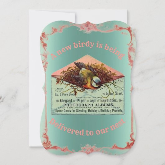 ヴィンテージの巣鳥の赤ちゃんシャワーの招待状 招待状 (正面)