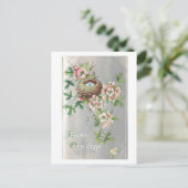 ヴィンテージの巣、花、復活祭の挨拶 シーズンポストカード (スタンド正面)