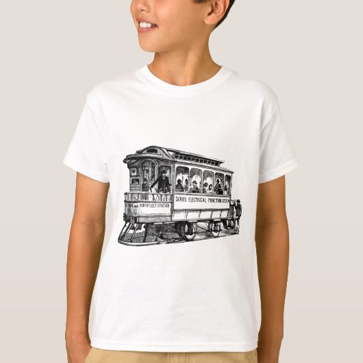 ヴィンテージの市街電車 Tシャツ (正面)