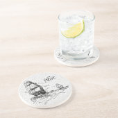 ヴィンテージの帆船のパーソナライズな罅割れた コースター (側面)