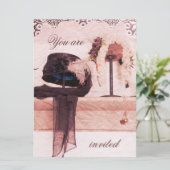 ヴィンテージの帽子のブライダルシャワーの招待のテンプレート 招待状 (スタンド正面)