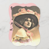 ヴィンテージの帽子をかぶった女性のテンプレート招待状 招待状 (正面/裏面)