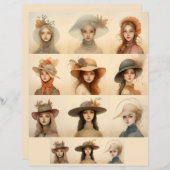 ヴィンテージの帽子をかぶった女性 SCV 5 - スタイリッシュな女性たち (正面/裏面)