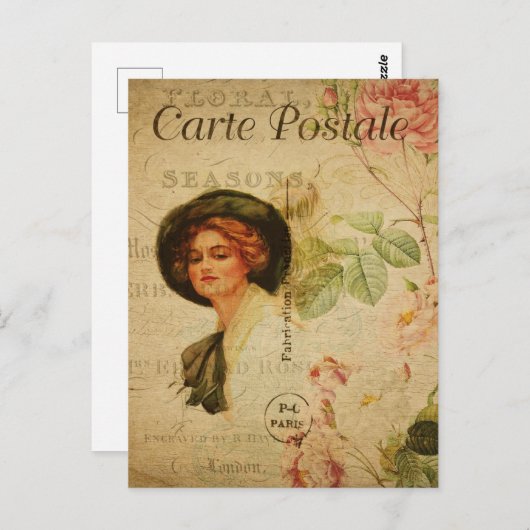 ヴィンテージの帽子 ポストカード (正面/裏面)