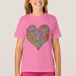 ヴィンテージの平和愛ハート Tシャツ