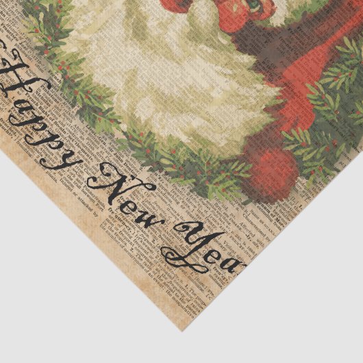 ヴィンテージの幸せなサンタのクリスマスの挨拶の芸術 薄葉紙 (詳細)