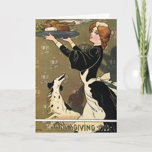 ヴィンテージの幸せな感謝祭カード シーズンカード (正面)