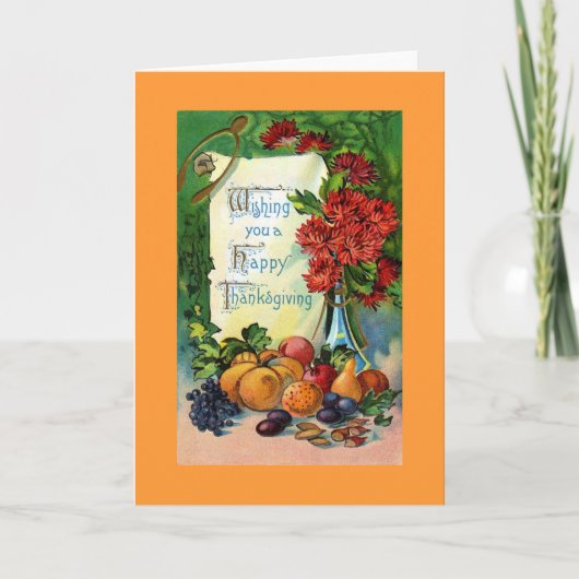 ヴィンテージの幸せな感謝祭 シーズンカード (正面)