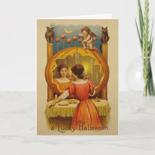 ヴィンテージの幸運なハロウィンの挨拶状 カード (正面)