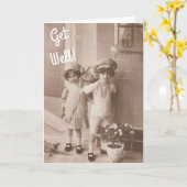 ヴィンテージの幼い子供の花の花束は健康なカードを得ます カード (黄色い花)