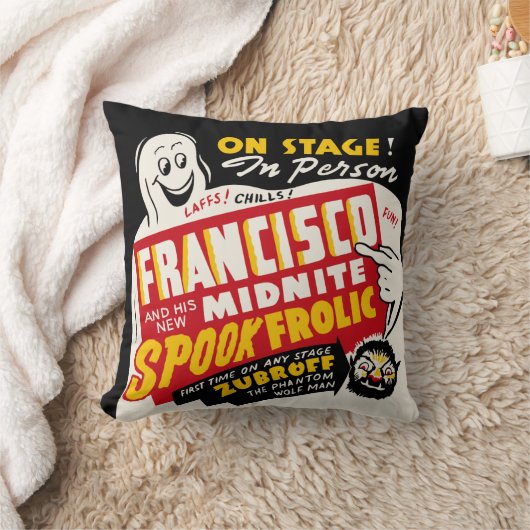 ヴィンテージの幽霊ショーポスター芸術-フランシスコ クッション (ブランケット)