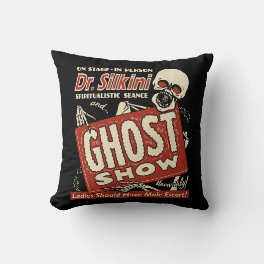ヴィンテージの幽霊ショーポスター- Silkini先生 クッション (正面)